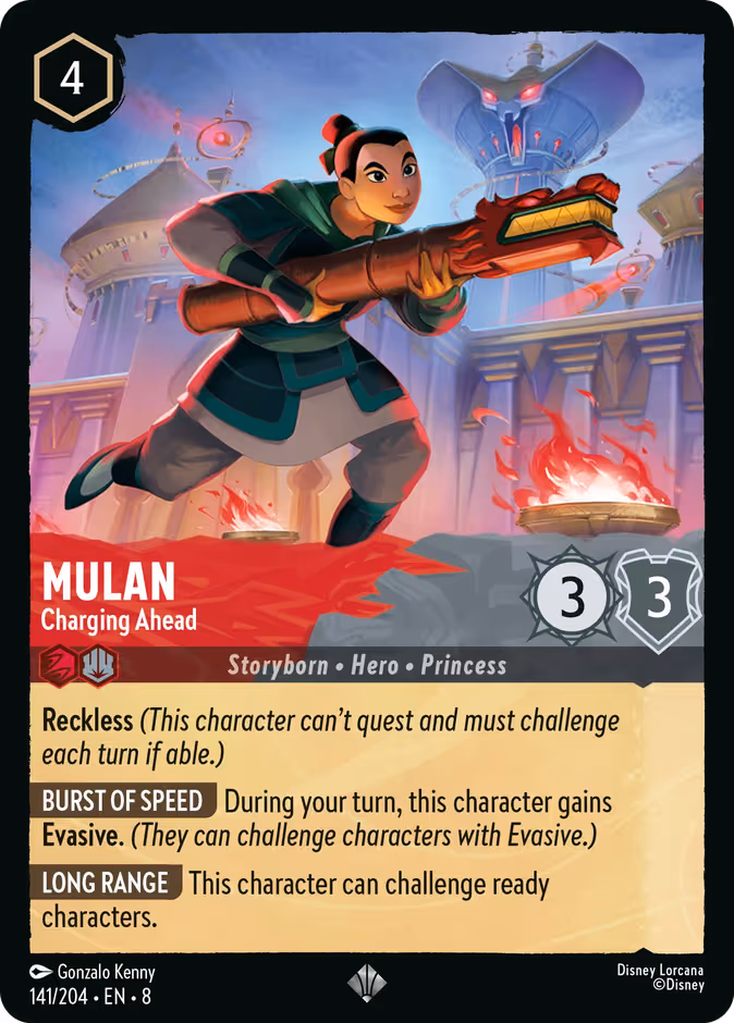 Mulan - Charging Ahead Lorcana card (141/204, Reign of Jafar)