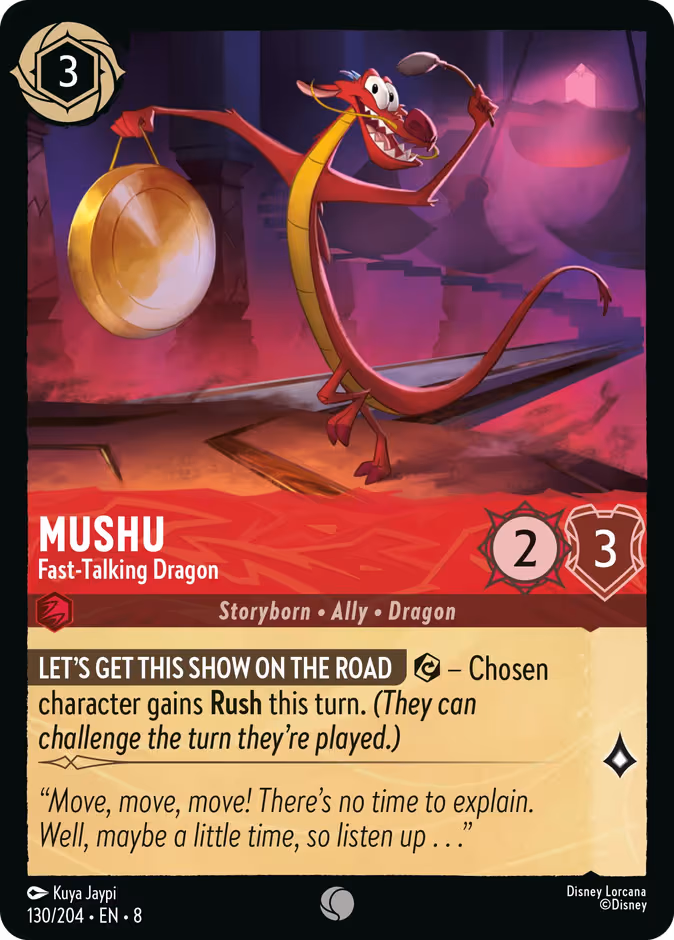 Mushu - Fast-Talking Dragon Lorcana card (130/204, Reign of Jafar)