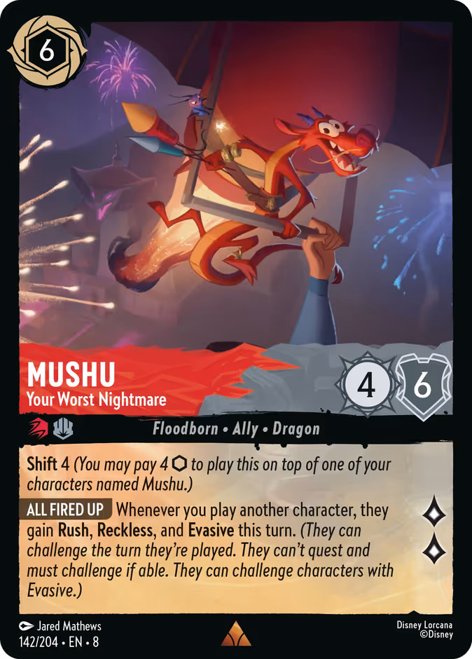 Mushu - Your Worst Nightmare Lorcana card (142/204, Reign of Jafar)