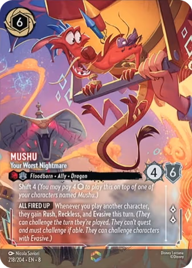 Mushu - Your Worst Nightmare Lorcana card (218/204)