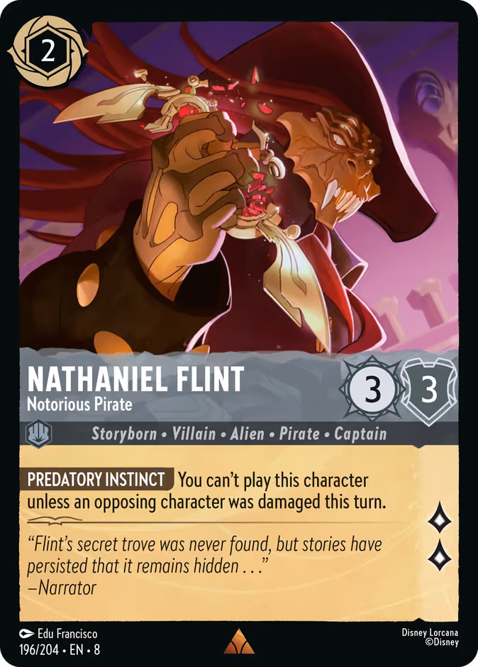 Nathaniel Flint - Notorious Pirate Lorcana card (196/204, Reign of Jafar)