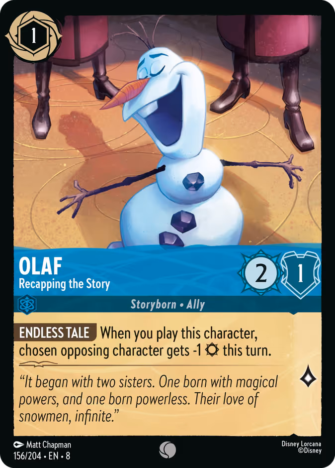 Olaf - Recapping the Story Lorcana card (156/204, Reign of Jafar)