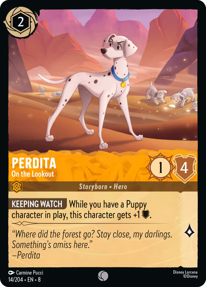 Perdita - On the Lookout Lorcana card (14/204, Reign of Jafar)