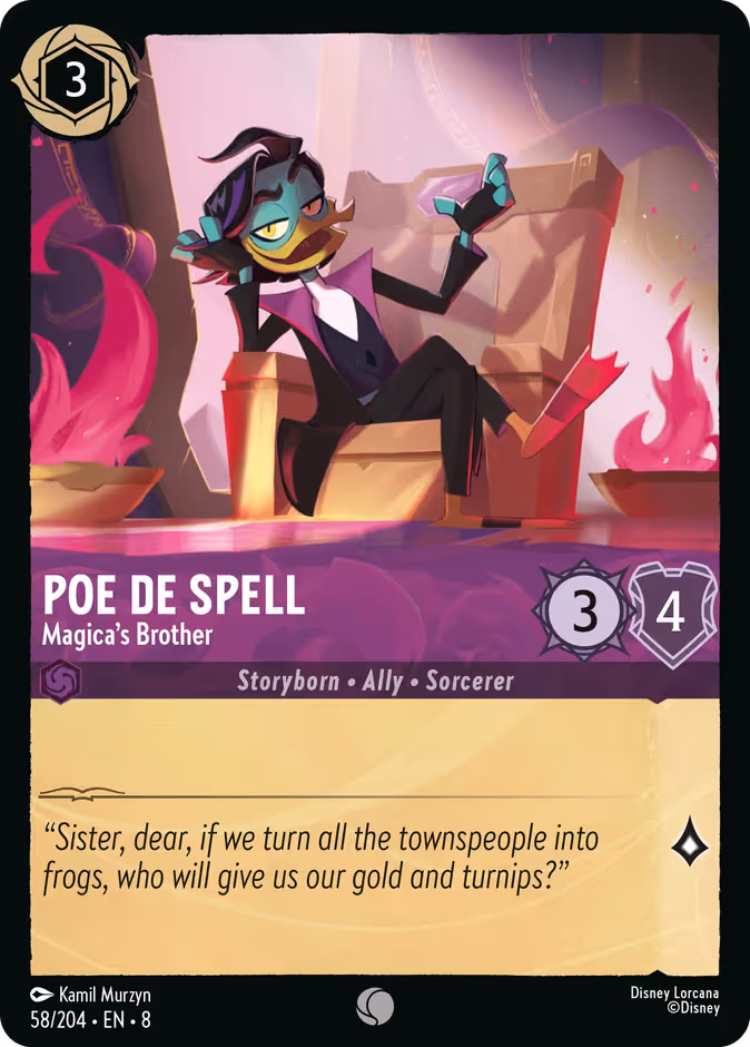 Poe De Spell - Magica's Brother Lorcana card (58/204, Reign of Jafar)