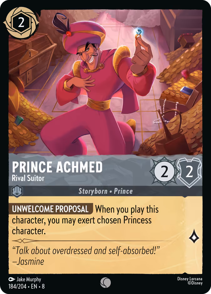 Prince Achmed - Rival Suitor Lorcana card (184/204, Reign of Jafar)