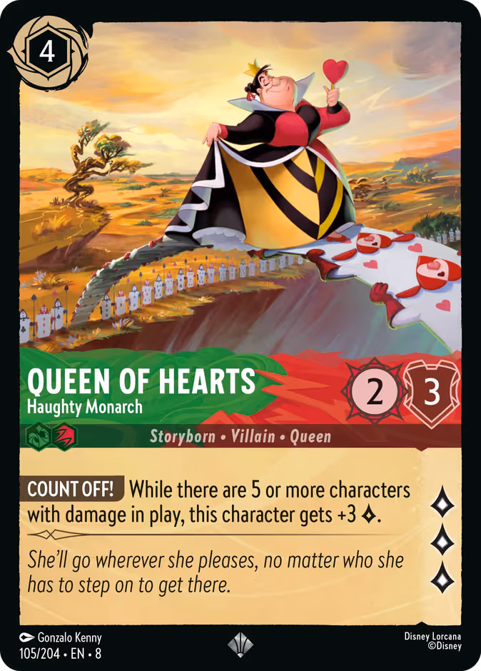 Queen of Hearts - Haughty Monarch Lorcana card (105/204, Reign of Jafar)
