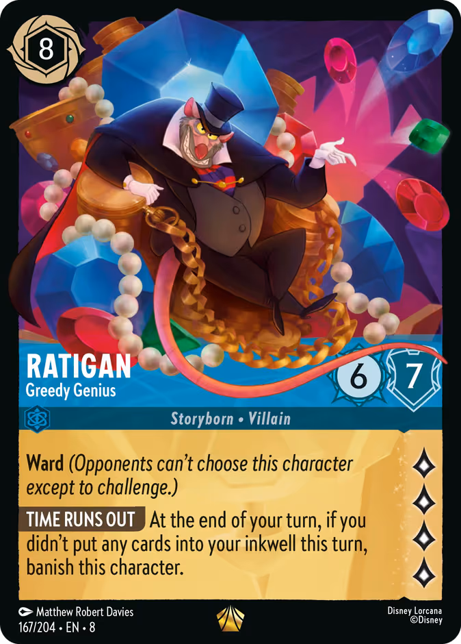 Ratigan - Greedy Genius Lorcana card (167/204, Reign of Jafar)