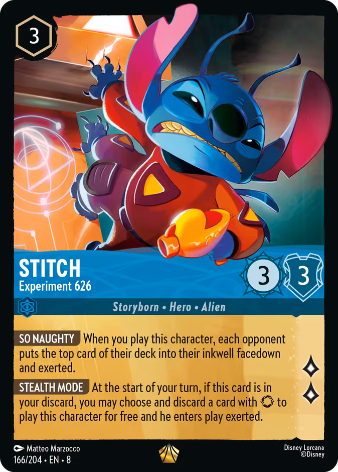 Stitch - Experiment 626 Lorcana card (166/204, Reign of Jafar)