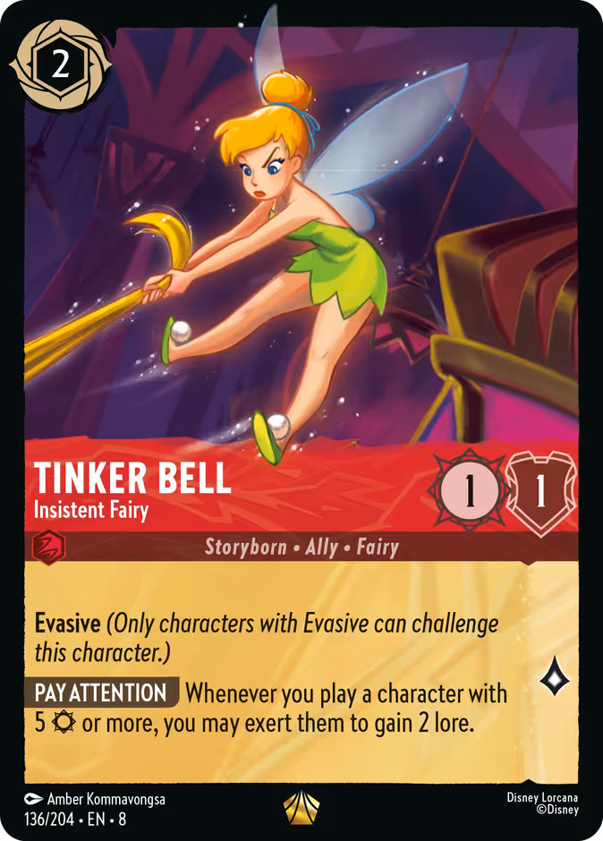 Tinker Bell - Insistent Fairy Lorcana card (136/204, Reign of Jafar)