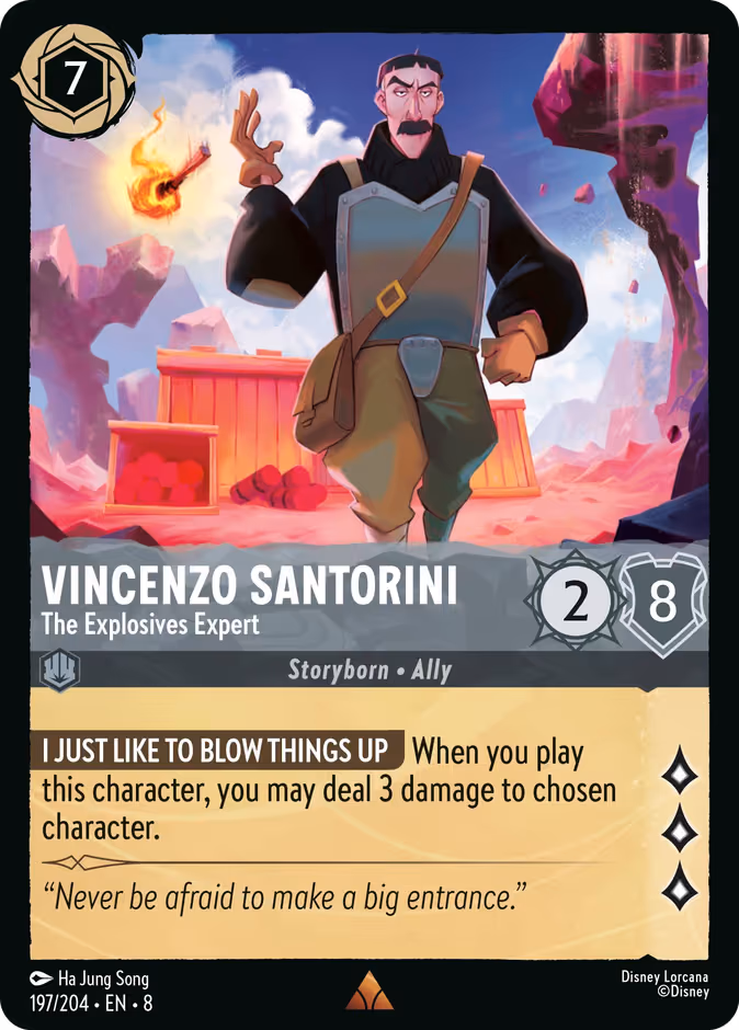 Vincenzo Santorini - The Explosives Expert Lorcana card (197/204, Reign of Jafar)