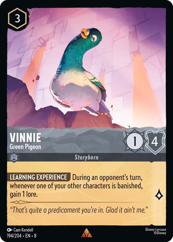 Vinnie - Green Pigeon Lorcana card (194/204, Reign of Jafar)