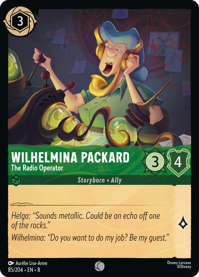 Wilhelmina Packard - The Radio Operator Lorcana card (85/204, Reign of Jafar)