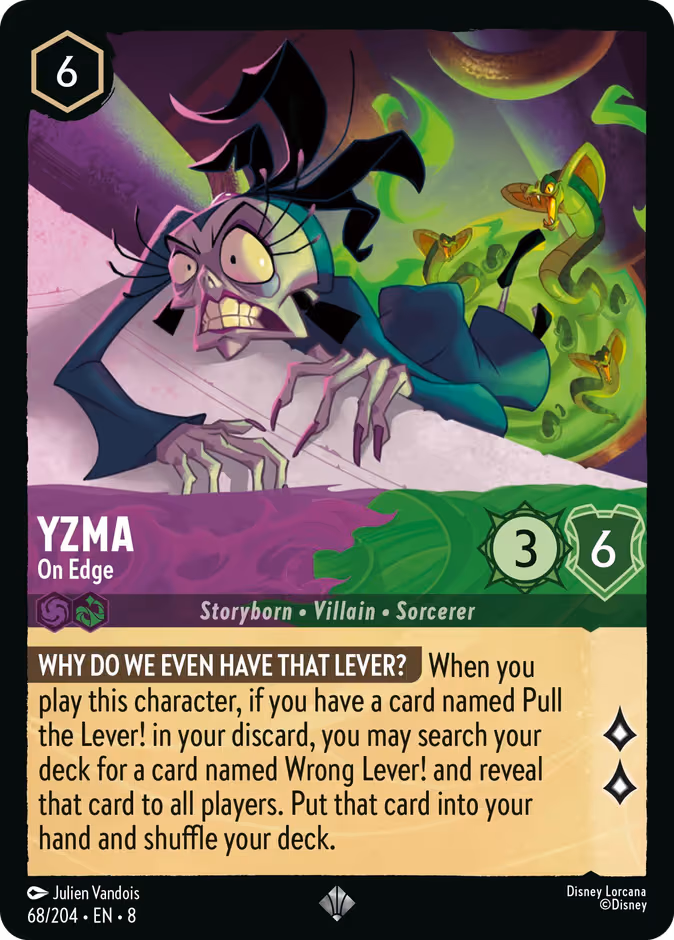 Yzma - On Edge Lorcana card (68/204, Reign of Jafar)