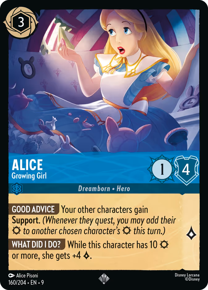 Alice - Growing Girl Lorcana card (160/204, Fabled)