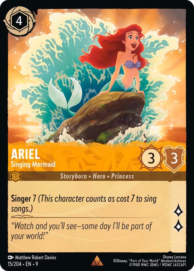 Ariel - Singing Mermaid Lorcana card (15/204, Fabled)