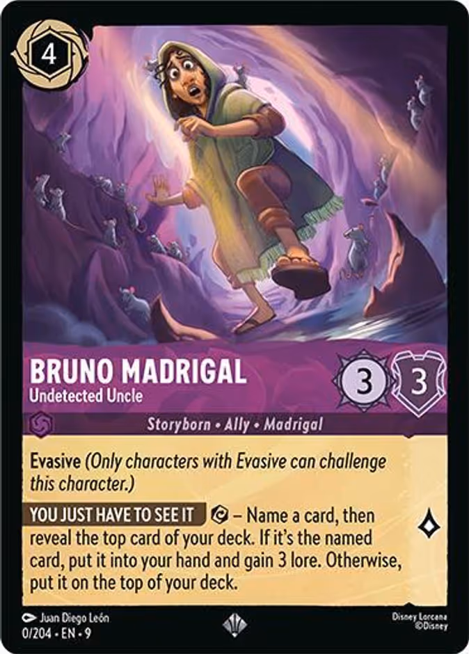 Bruno Madrigal - Undetected Uncle Lorcana card (0/204, Fabled)