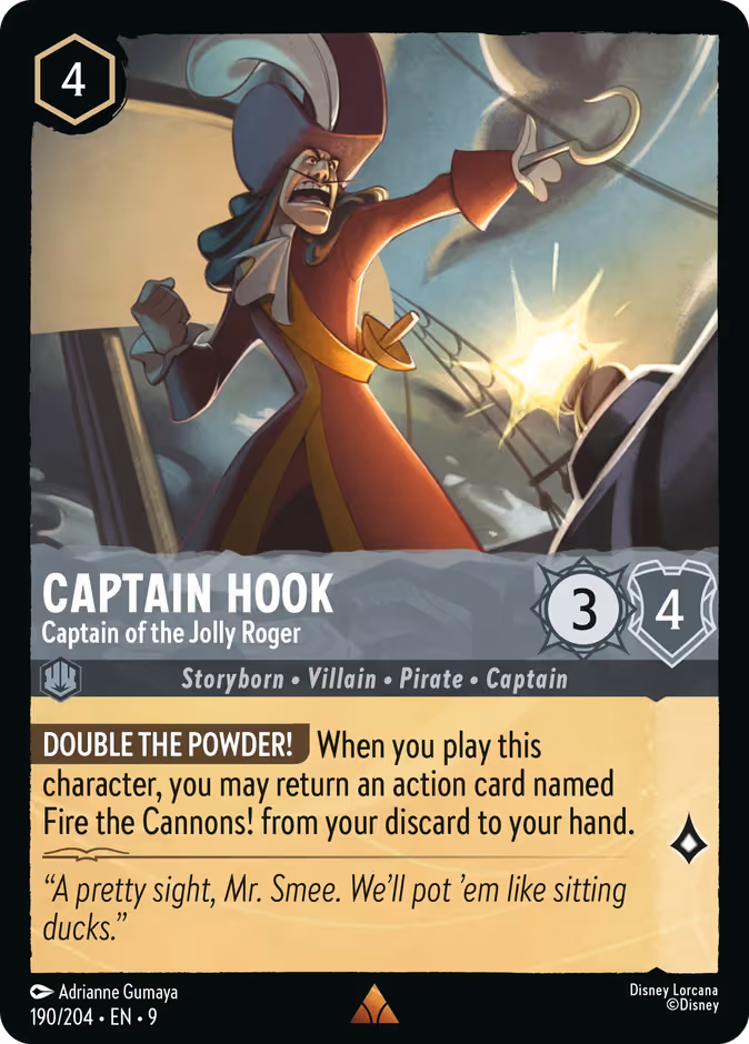 Captain Hook - Captain of the Jolly Roger Lorcana card (190/204, Fabled)