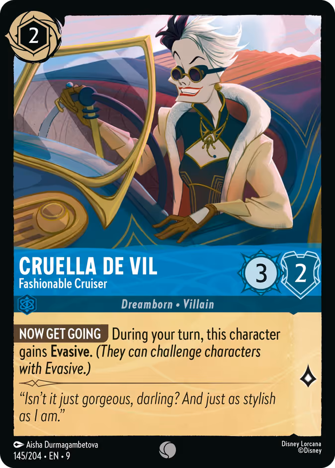 Cruella De Vil - Fashionable Cruiser Lorcana card (145/204, Fabled)