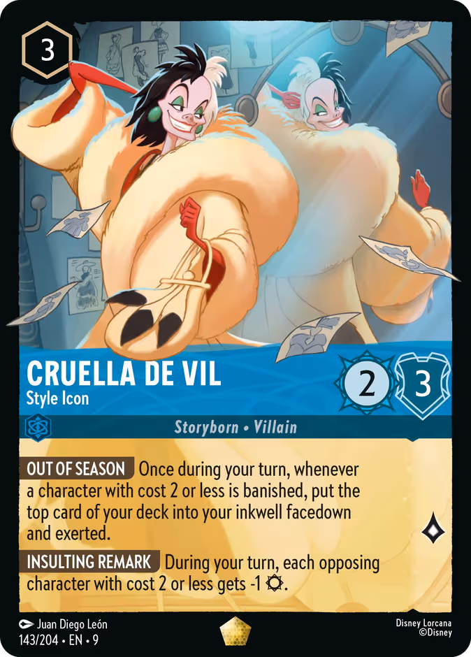 Cruella De Vil - Style Icon Lorcana card (143/204, Fabled)