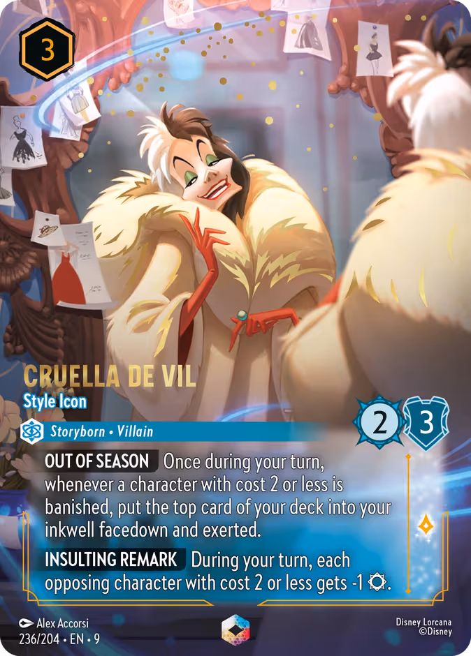 Cruella De Vil - Style Icon Lorcana card (236/204, Fabled)