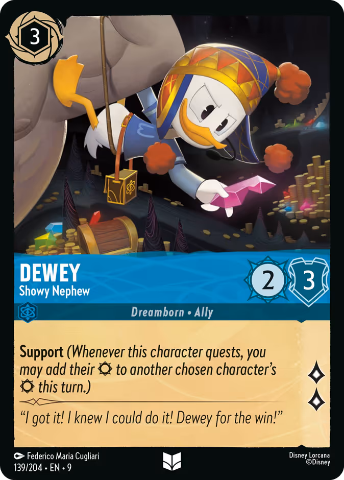 Dewey - Showy Nephew Lorcana card (139/204, Fabled)