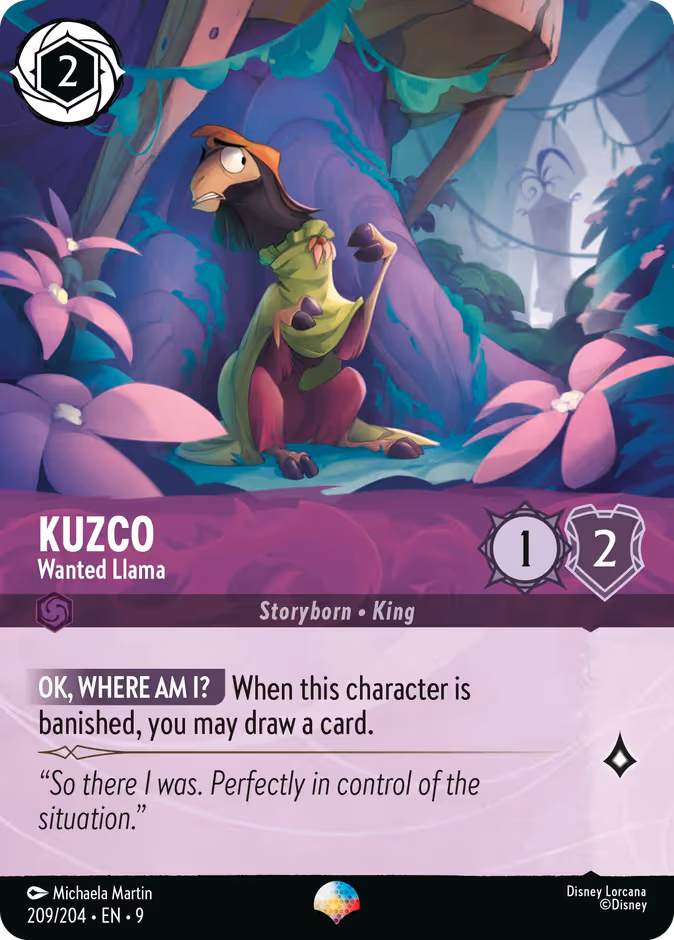 Kuzco - Wanted Llama Lorcana card (209/204, Fabled)