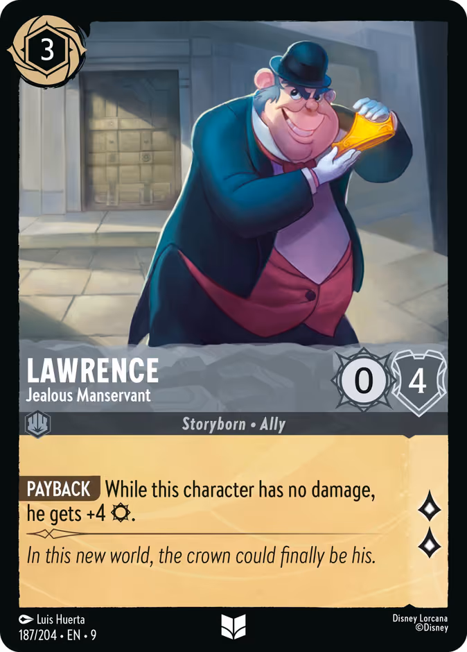 Lawrence - Jealous Manservant Lorcana card (187/204, Fabled)