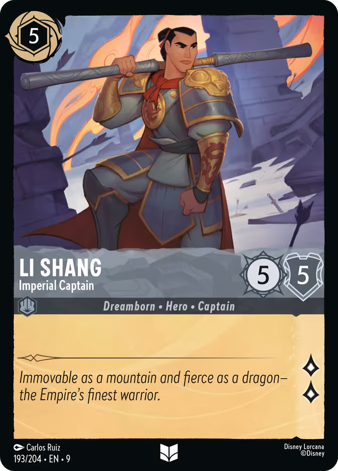 Li Shang - Imperial Captain Lorcana card (193/204, Fabled)