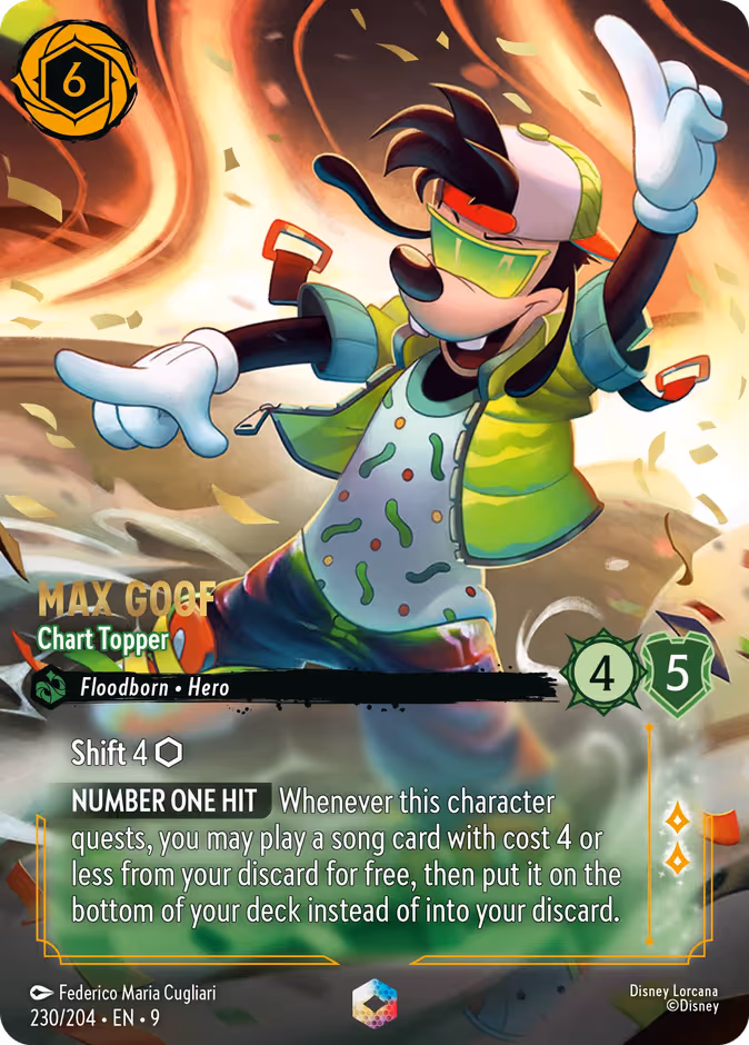 Max Goof - Chart Topper Lorcana card (230/204, Fabled)