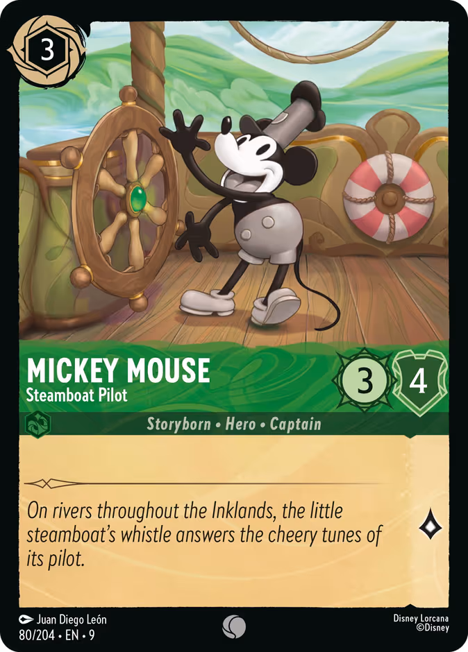 Mickey Mouse - Steamboat Pilot Lorcana card (80/204, Fabled)