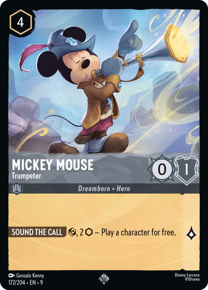 Mickey Mouse - Trumpeter Lorcana card (172/204, Fabled)