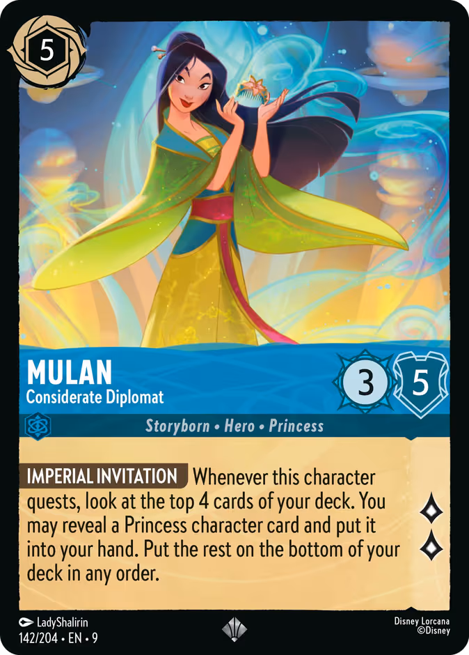 Mulan - Considerate Diplomat Lorcana card (142/204, Fabled)