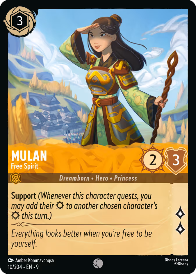 Mulan - Free Spirit Lorcana card (10/204, Fabled)