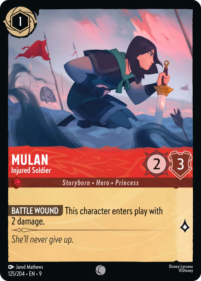 Mulan - Injured Soldier Lorcana card (125/204, Fabled)