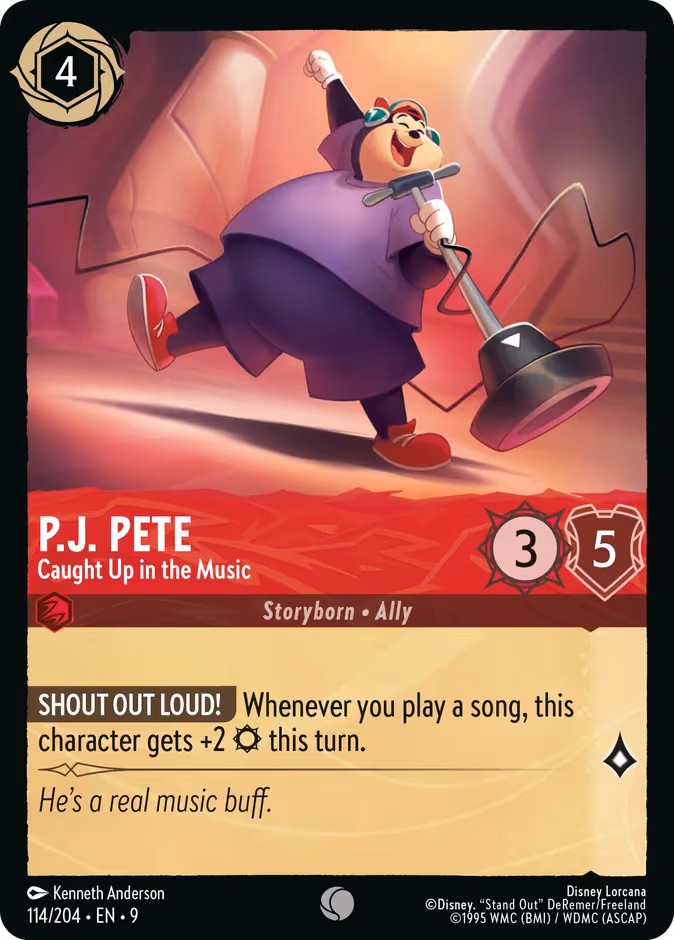P.J. Pete - Caught Up in the Music Lorcana card (114/204, Fabled)
