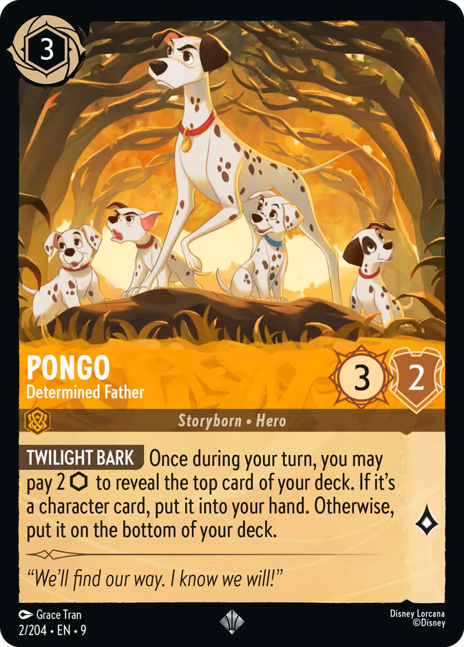 Pongo - Determined Father Lorcana card (2/204, Fabled)
