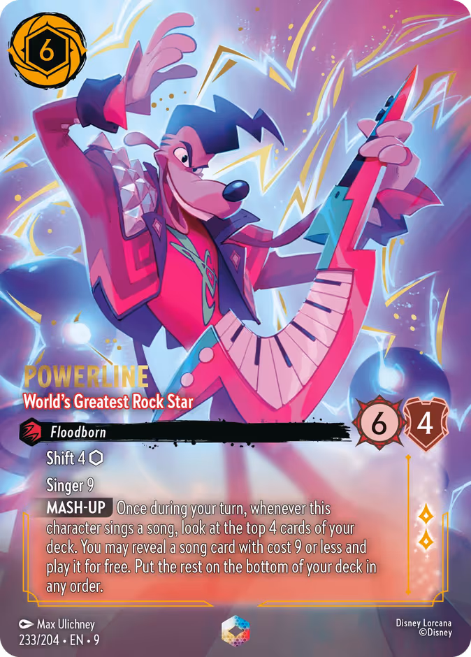 Powerline - World's Greatest Rock Star Lorcana card (233/204, Fabled)