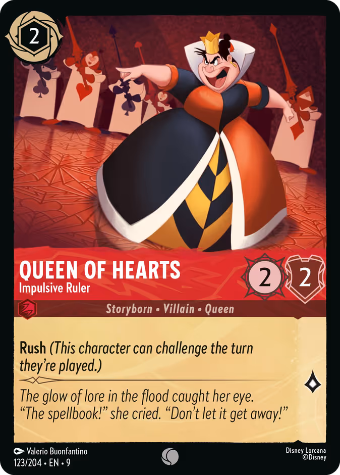 Queen of Hearts - Impulsive Ruler Lorcana card (123/204, Fabled)