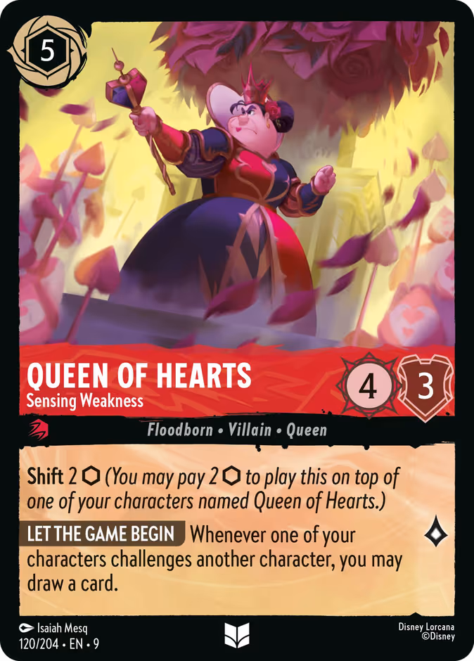 Queen of Hearts - Sensing Weakness Lorcana card (120/204, Fabled)