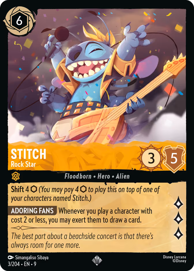 Stitch - Rock Star Lorcana card (3/204, Fabled)