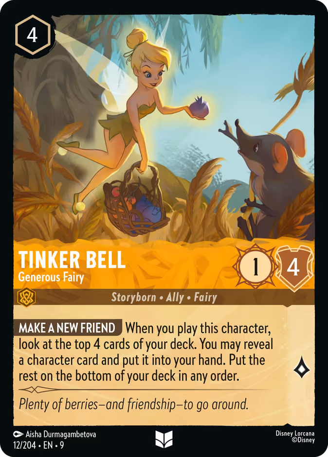 Tinker Bell - Generous Fairy Lorcana card (12/204, Fabled)