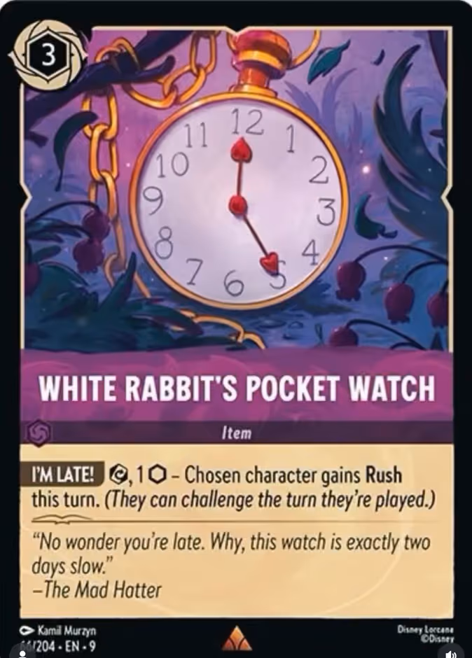 White Rabbit's Pocket Watch Lorcana card (66/204, Fabled)