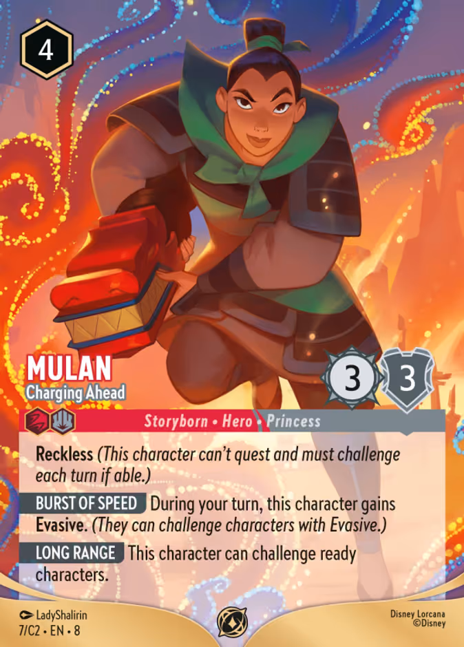 Mulan - Charging Ahead Lorcana card (C2 #7)