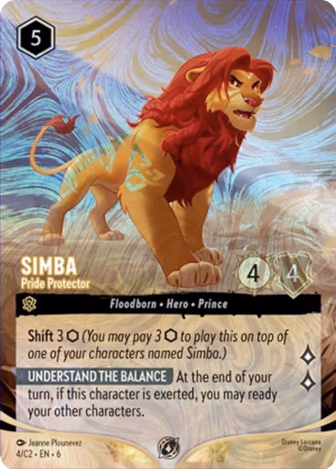 Simba - Pride Protector Lorcana card (C2 #4, Lorcana Challenge Year 3)