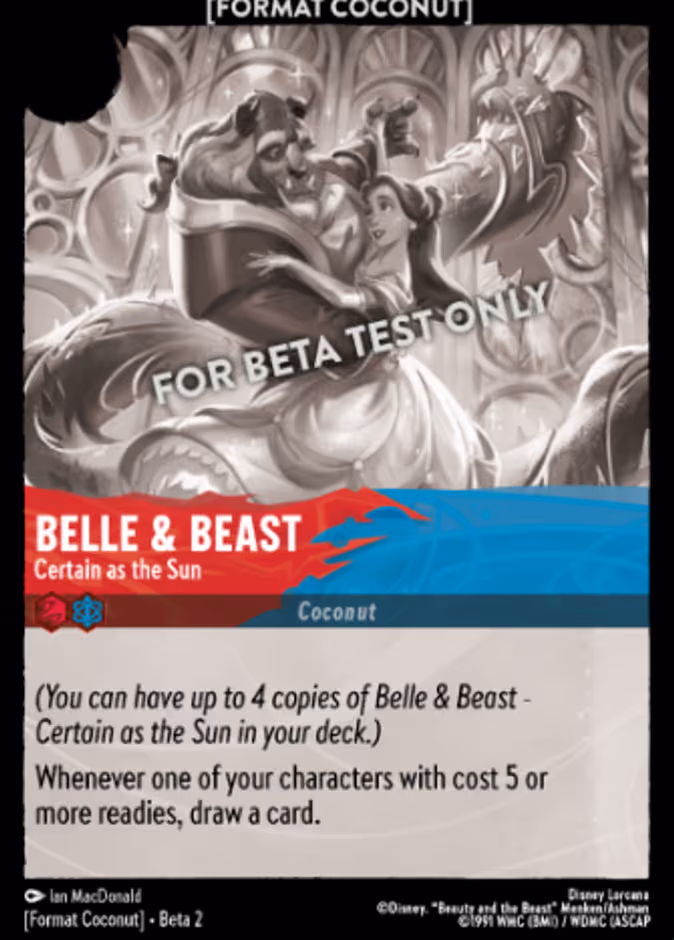 Belle & Beast - "Certain as the Sun" Format Coconut beta card