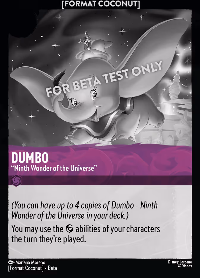 Dumbo - "Ninth Wonder of the Universe" Lorcana card (COCONUT #10, Format Coconut)
