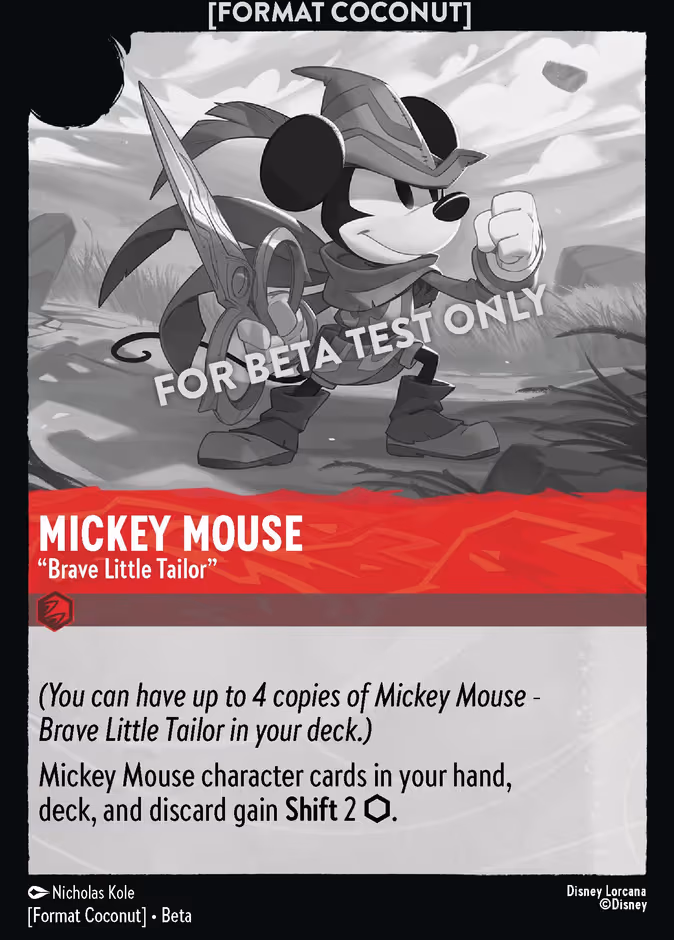 Mickey Mouse - "Brave Little Tailor" Lorcana card (COCONUT #13, Format Coconut)