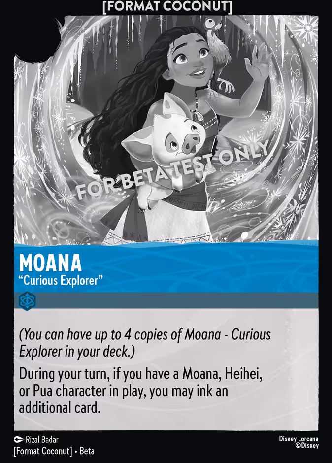 Moana - "Curious Explorer" Lorcana card (COCONUT #7, Format Coconut)