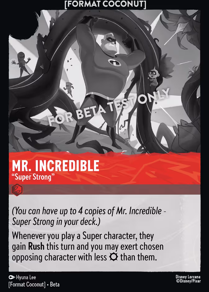 Mr. Incredible - "Super Strong" Lorcana card (COCONUT #14, Format Coconut)
