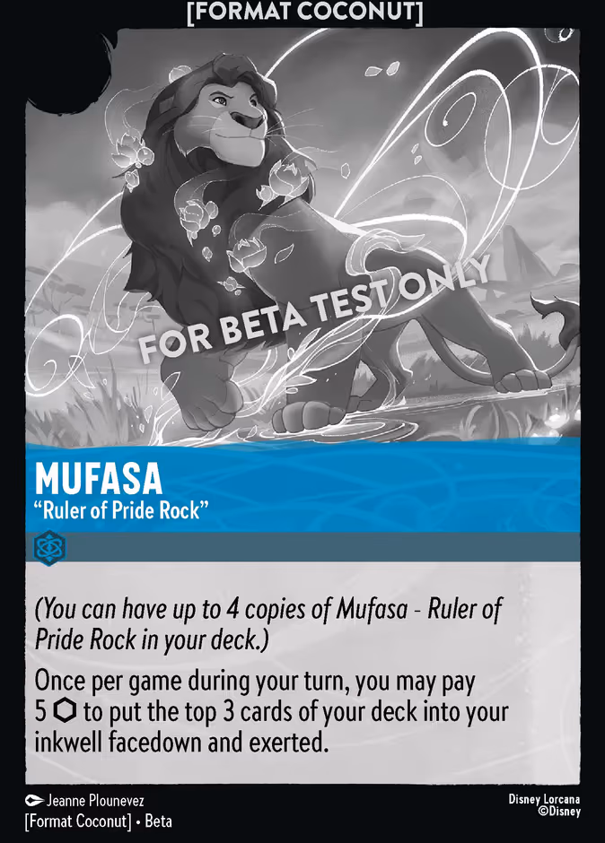 Mufasa - "Ruler of Pride Rock" Lorcana card (COCONUT #8, Format Coconut)